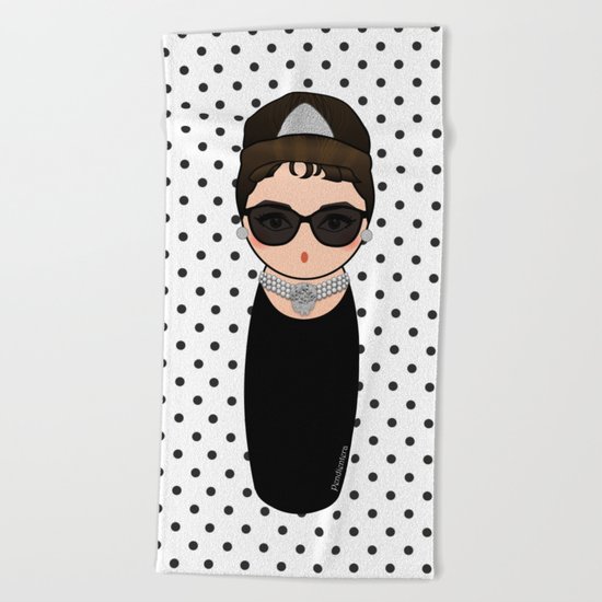 Kokeshi Audrey Hepburn Beach Towel
