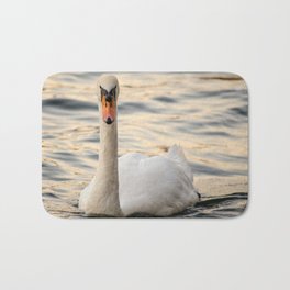 A swan staring at the camera Bath Mat