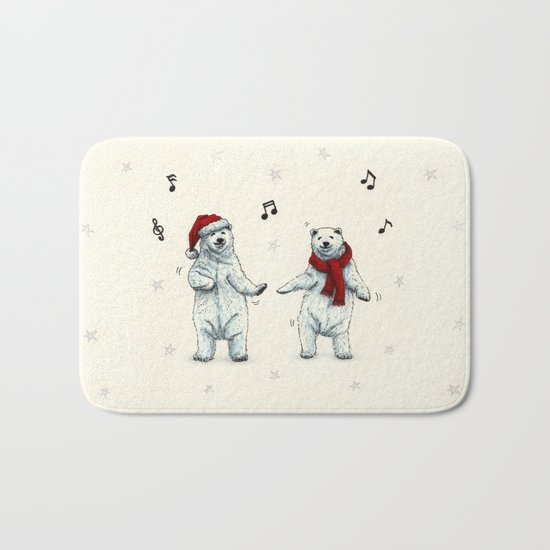 The polar bears wish you a Merry Christmas Bath Mat