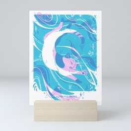 Lunar Meow: Crescent Moon Mini Art Print