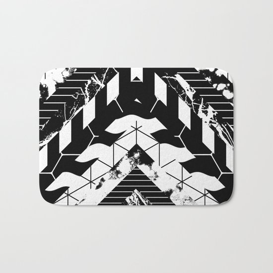 Layered (Black and white, abstract, geometric designs) Bath Mat