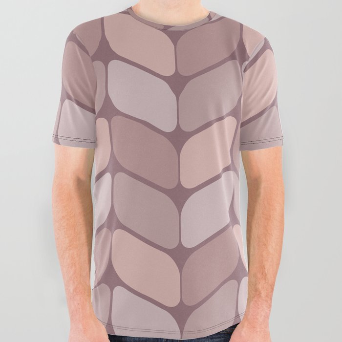 Vintage Diagonal Rectangles Mauve All Over Graphic Tee