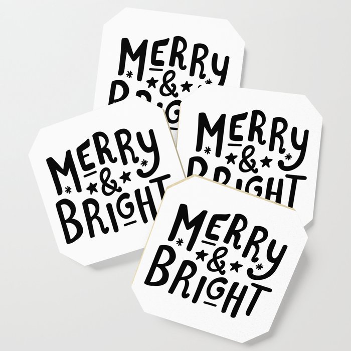 Merry and Bright (black) Coaster
