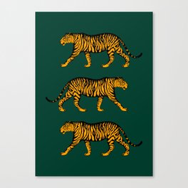 Tigers (Dark Green and Marigold) Canvas Print