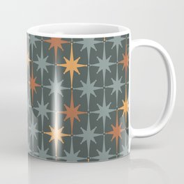 Retro Stars Mid-century Atomic Pattern Slate Blue Orange Coffee Mug