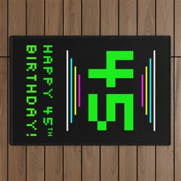 [ Thumbnail: 45th Birthday - Nerdy Geeky Pixelated 8-Bit Computing Graphics Inspired Look Outdoor Rug ]