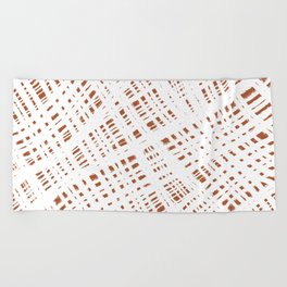 Rough Weave Abstract Burlap Painted Pattern in White and Clay Beach Towel