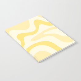 Retro Liquid Swirl Abstract Square in Soft Pale Pastel Yellow Notebook