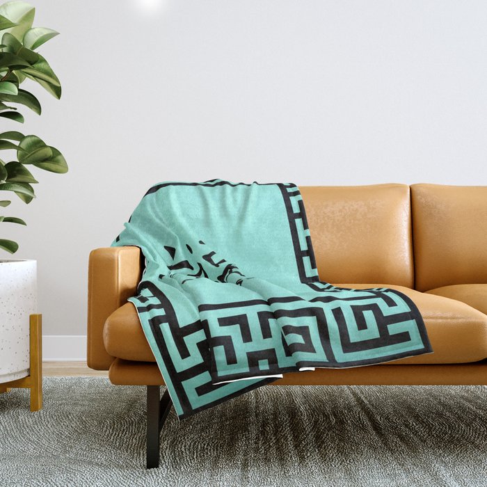 Symbol “Happiness” in Green Chinese Calligraphy Throw Blanket
