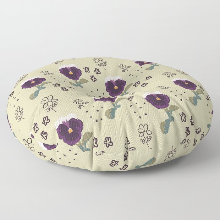 Purple Pansies on Repeat Floor Pillow