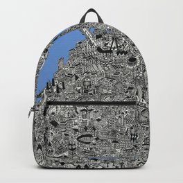 Map of London Thames Drawing Backpack | Ink Pen, Britain, Black And White, Capital, River, Thames, Map, Bigben, Detailed, Drawing 