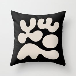 Mid Century Modern Organic Shapes 352 Black and Linen White Throw Pillow