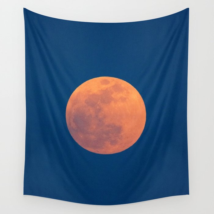Red Moon, Moon, Blue Sky And Orange Wandbehang