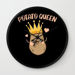 Potato Queen Spud Life Vegan French Fries Tater Tots Wall Clock