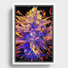 Cannabis on Glowing Fire Framed Canvas