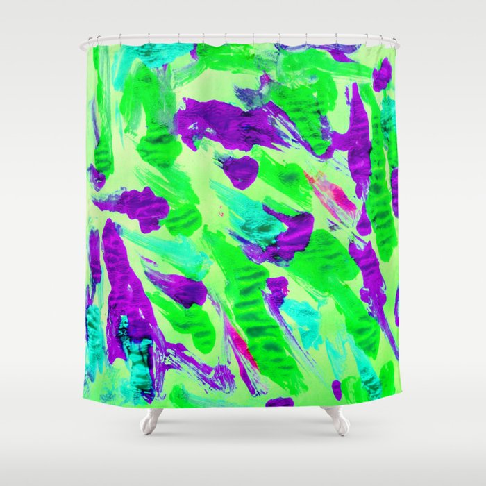 Foil Monoprint Green Shower Curtain
