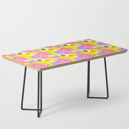 Mid-Century Modern Maximalist Daisy Flowers Coffee Table