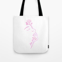 Pink Flower Face Tote Bag