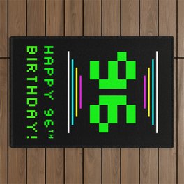 [ Thumbnail: 96th Birthday - Nerdy Geeky Pixelated 8-Bit Computing Graphics Inspired Look Outdoor Rug ]