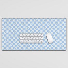 Wave Check Pattern in Powder Blue Desk Mat