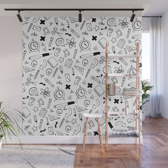 Back to School -White Black Wall Mural