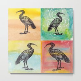 Four Ibis Silhouettes Metal Print | Crane, Abstract, Painting, Waterfowl, Pattern, Waterbird, Bird, Fowl, Justwritearts, Stamps 
