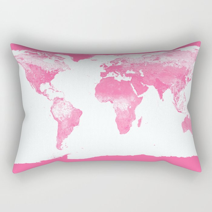 world mAp Pink Rectangular Pillow