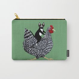 Cat on a Chicken Carry-All Pouch | Curated, Art, Acrylic, Original, Catonchicken, Funny, Chickenride, Animal, Cat, Folkart 