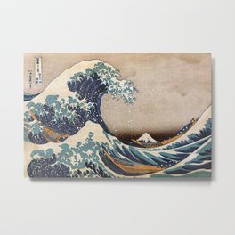 The Great Wave off Kanagawa Metal Print | Painting, Wave, Storm, Vintage, Other, Sea, Illustration, Japanese, Nature, Blue 
