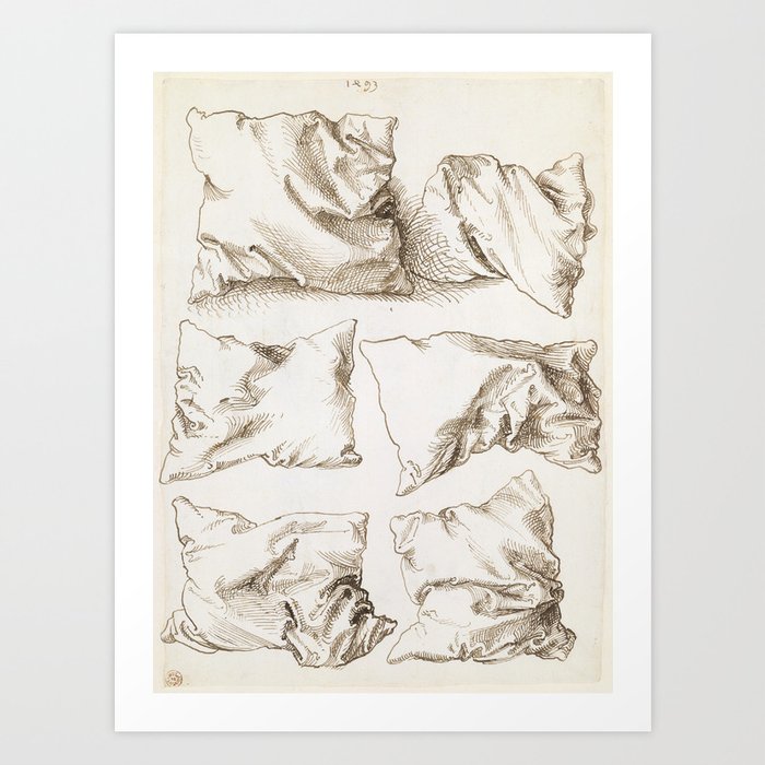 Six Studies of Pillows by Albrecht Durer, 1493 Art Print