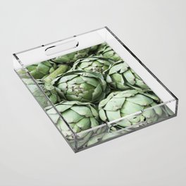 Artichoke vegetable green art print- farmersmarket stand in France - food and travel photography Acrylic Tray