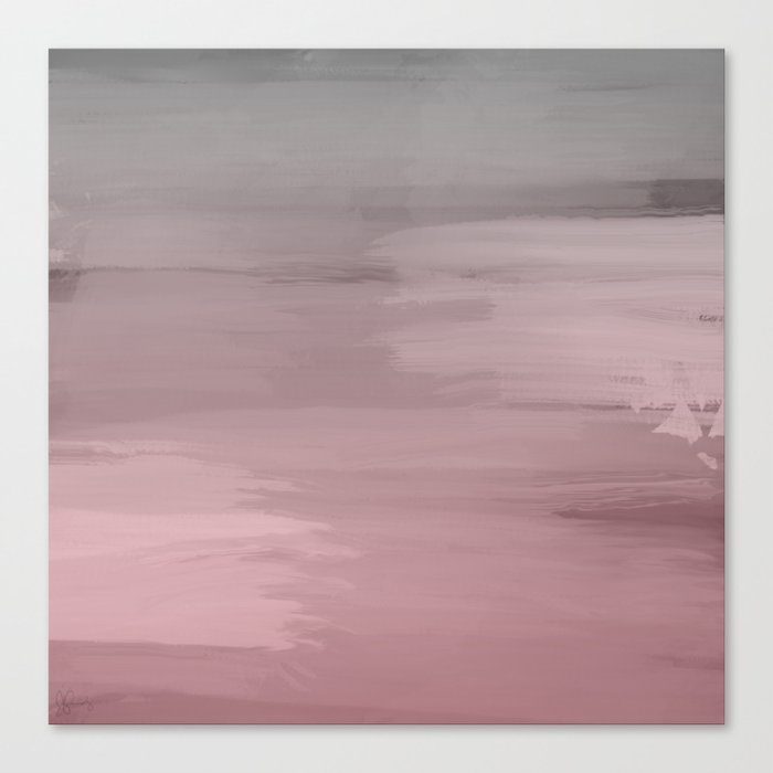 Long Day's End 32 - Abstract Modern - Blush Rose Pink Gray Canvas Print