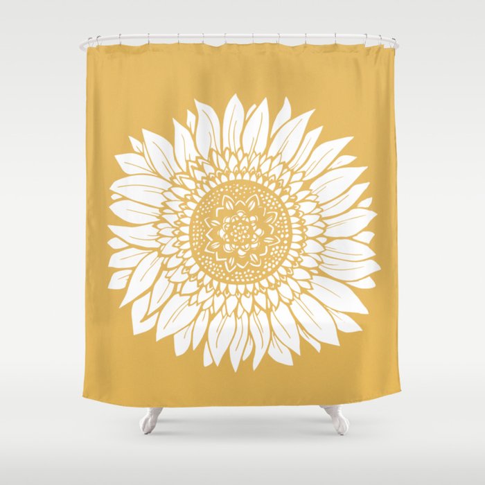 Yellow Sunflower Drawing Shower Curtain