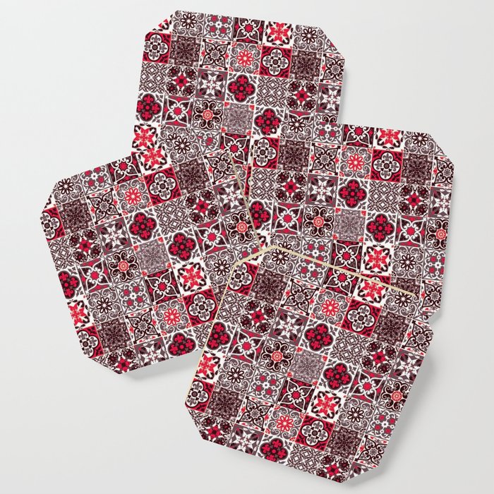 A33 Red Lovely Moroccan Tiles Design Coaster By Arteresting Society6 A33 Red Lovely Moroccan Tiles Design Coaster