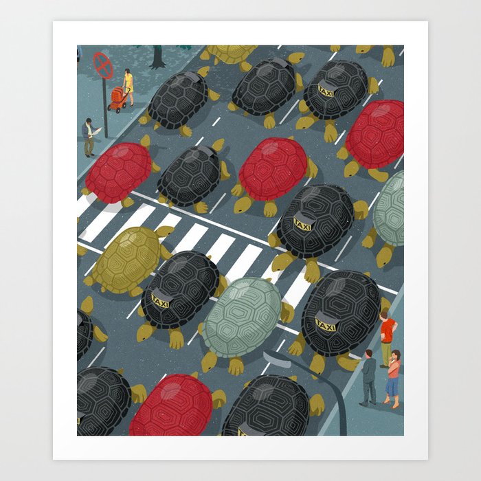 Tortoise traffic Art Print