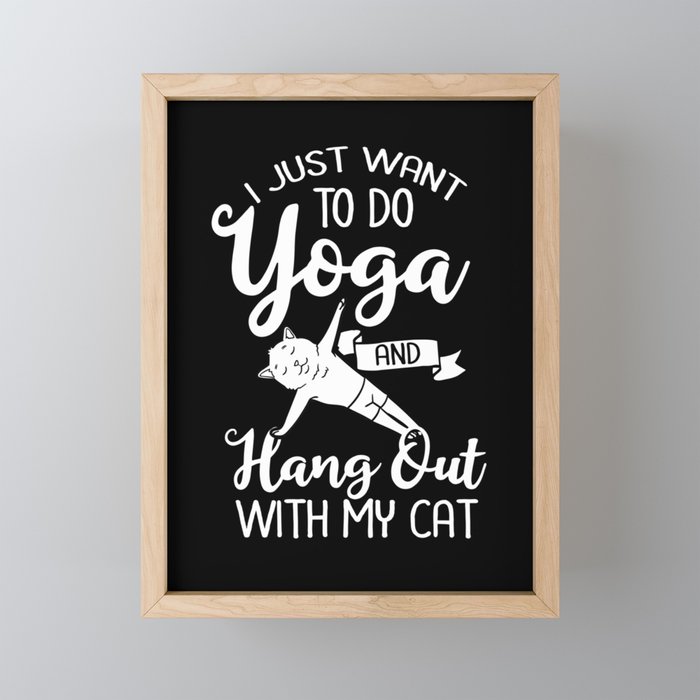 Yoga Cat Beginner Workout Poses Quotes Meditation Framed Mini Art Print