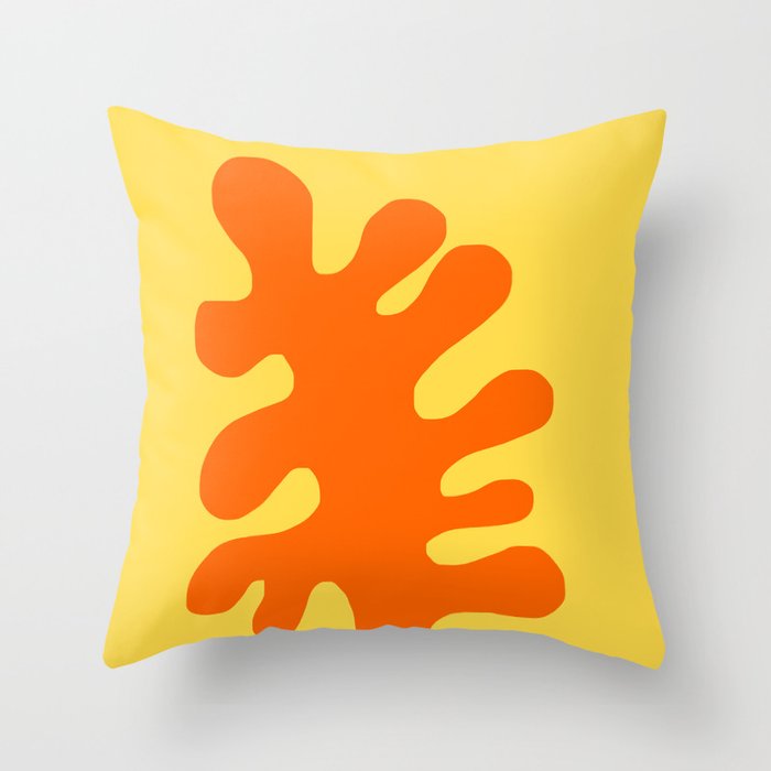 Orange coral on a yellow background Throw Pillow