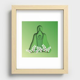 Yoga and meditation position in green Recessed Framed Print