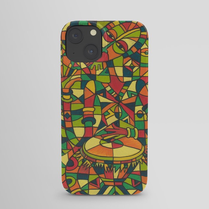 Play the Drum IV music painting from Africa iPhone Case | Painting, Music, Drum, Drummer, Africa, African, Geometric, Musician