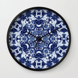 Boho Blue Medallion Wall Clock