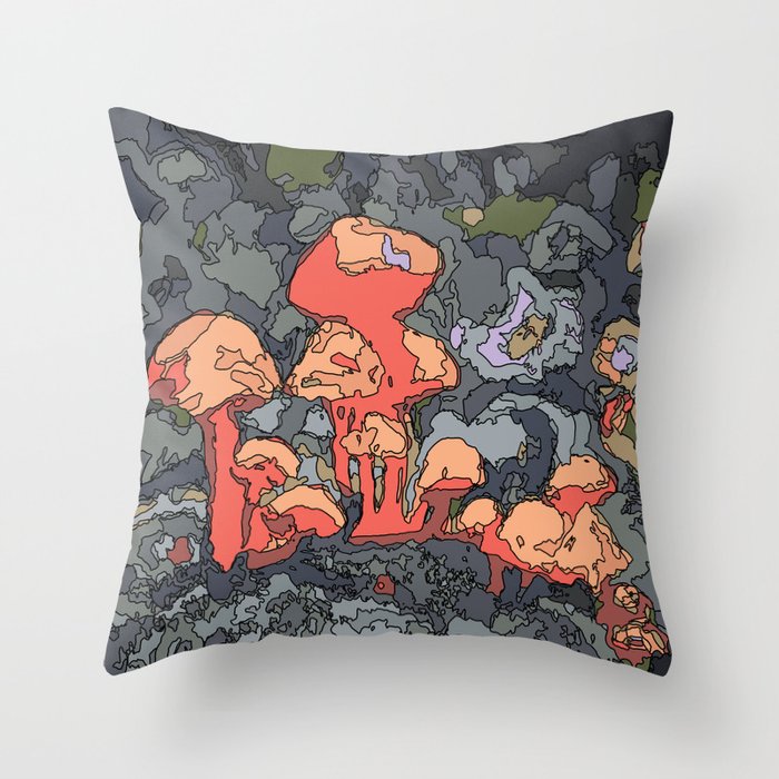 Orange mushrooms  Throw Pillow