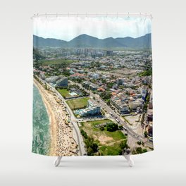 Brazil Photography - Crowded Beach By The City Shower Curtain
