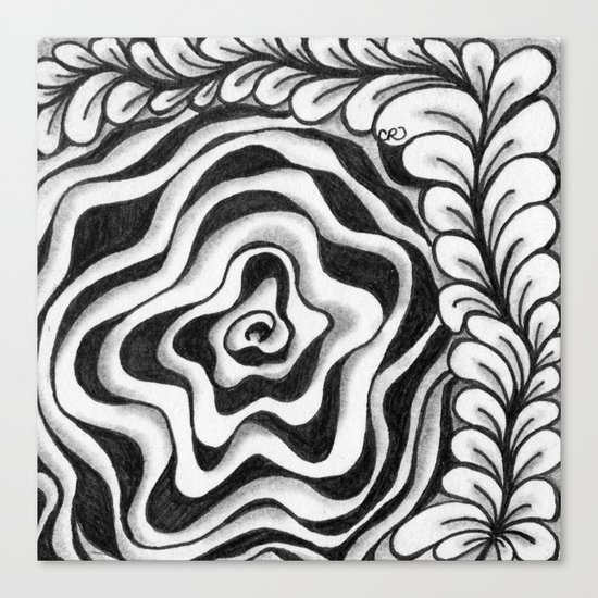 Doodled Rose & Vine Canvas Print