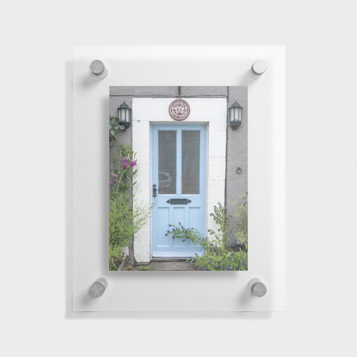 The light blue door Meri Cottage art print - English countryside travel photography Floating Acrylic Print