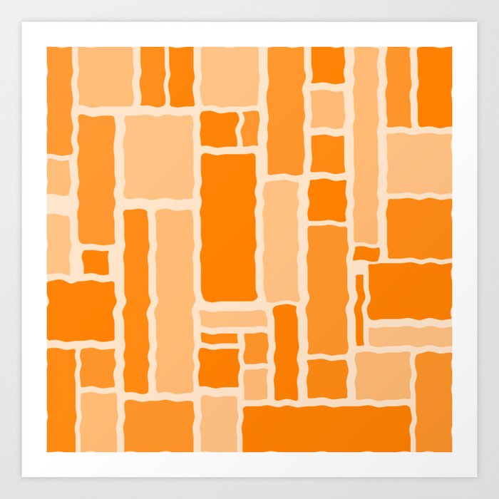 Wobbly Modulus Retro Modern Geometric Pattern in Orange Art Print