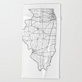 Illinois White Map Beach Towel