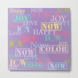 Enjoy The Colors - Colorful typography modern abstract pattern on lavender purple pastel color Metal Print