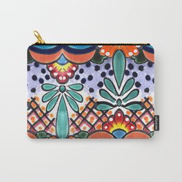 Colorful Talavera, Orange Accent, Large, Mexican Tile Design Carry-All Pouch