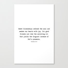 Proverbs 27 9 #bibleverse #minimalism #typography Canvas Print