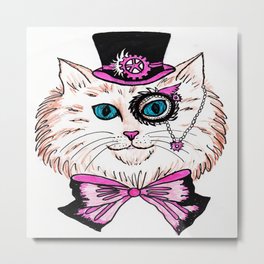 Steampunk Kitty Metal Print | Steampunkcat, Steampunk, Cats, Drawing, Ink Pen, Kitties, Monocle, Colored Pencil, Steampunkgears 